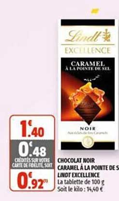 Chocolat Noir Caramel à La Pointe De Sel Lindt Excellence
