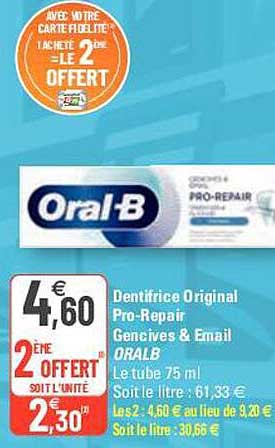 dentifrice original pro-repair gencives & email oralb