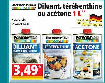 diluant, térébenthine ou acétone 1l powertec color