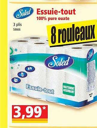 essuie-tout 100% pure ouate soled