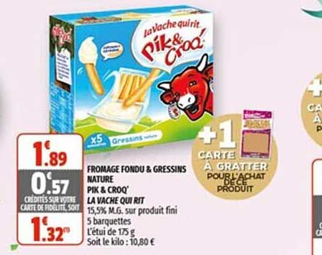 fromage fondu & gressins nature pik & croq' la vache qui rit
