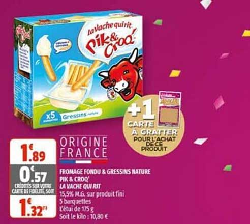fromage fondu & gressins nature pik & croq' la vache qui rit
