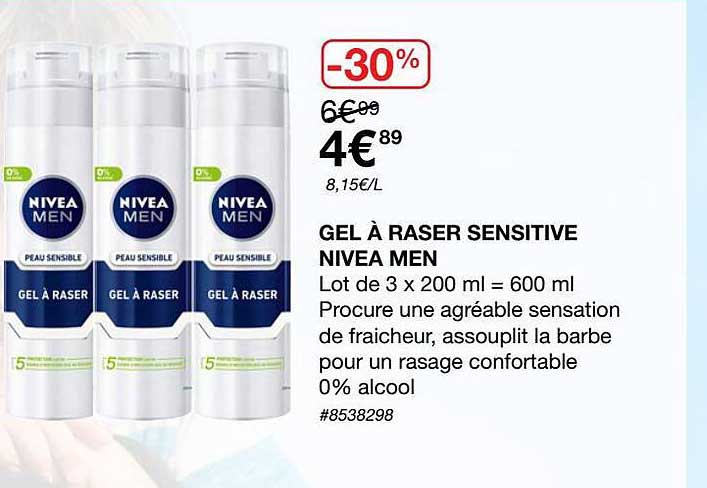 gel à raser sensitive nivea men