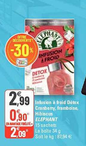 Infusion à Froid Détox Cranberry, Framboise, Hibiscus éléphant