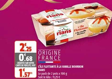 l'île flottante à la vanille bourbon rians
