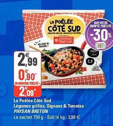 la poêlée côté sud légumes grillés, oignons & tomates paysan breton