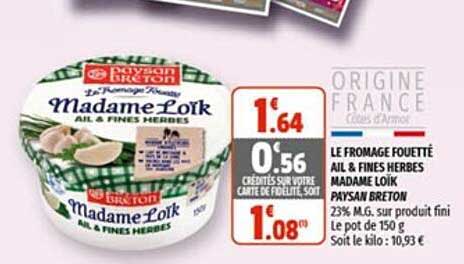 le fromage fouetté ail & fines herbes madame loïk paysan breton