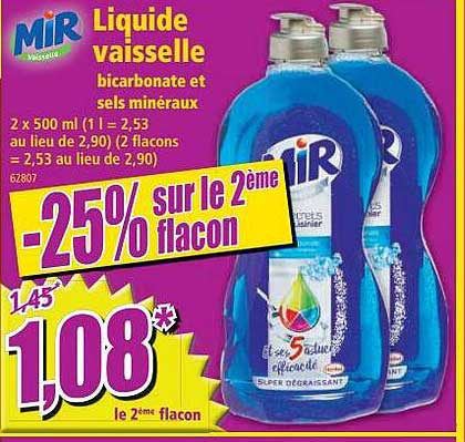 liquide vaisselle bicarbonate et sels minéraux mir