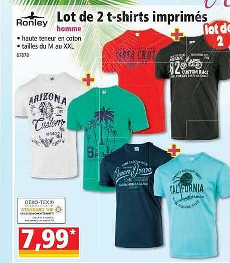 lot de 2 t-shirts imprimés ronley