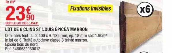 lot de 6 clins st louis épicéa marron