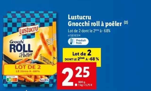 lustucru gnocchi roll à poêler