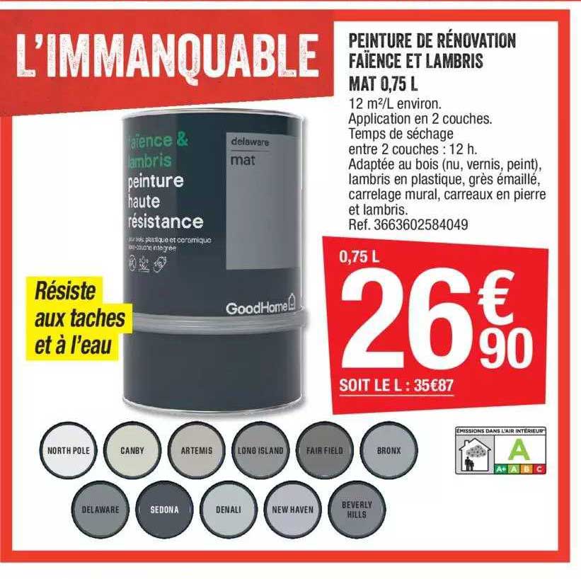 peinture de rénovation faïence et lambris mat 0,75l