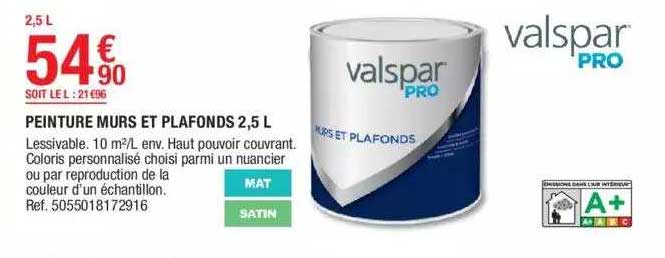 Peinture Murs Et Plafond 2,5l Valspar Pro