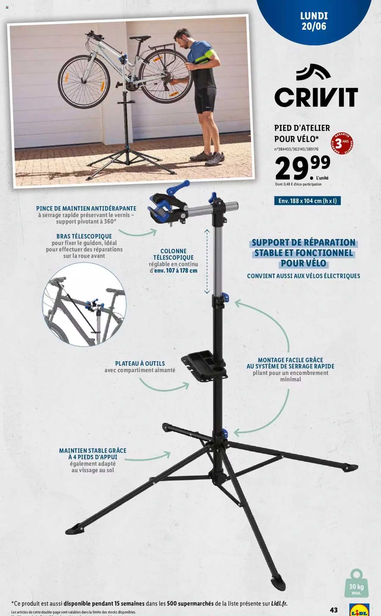 Pied D'atelier Pour Vélo Crivit