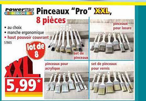 Pinceaux "pro" Xxl 8 Pièces Powertec Color
