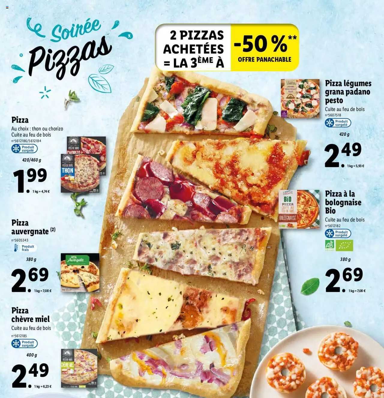 Pizza, Pizza Auvergnate, Pizza Chèvre Miel, Pizza Légumes Grana Padane Pesto, Pizza à La Bolognaise Bio