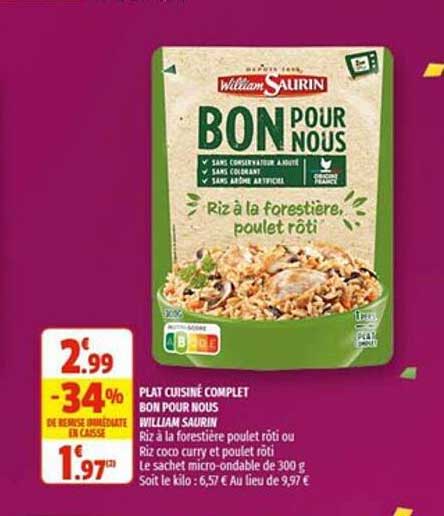 plat cuisiné complet bon pour nous william saurin