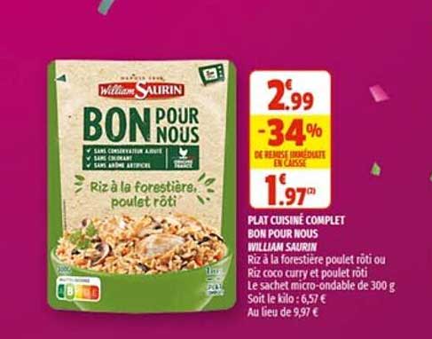 plat cuisiné complet bon pour nous william saurin