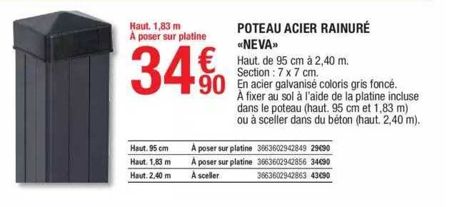poteau acier rainuré  «neva»