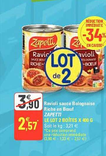 ravioli sauce bolognaise riche en boeuf zapetti