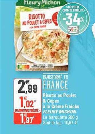 risotto au poulet & rèpes à la crème fraîche fleury michon