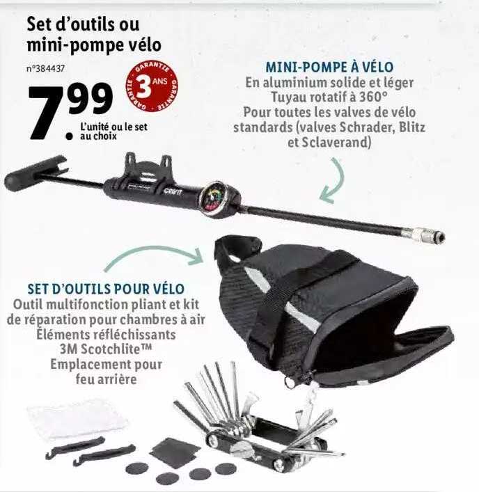 set d'outils ou mini-pompe vélo