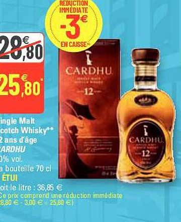 single malt scotch whisky 2 ans d'âge cardhu