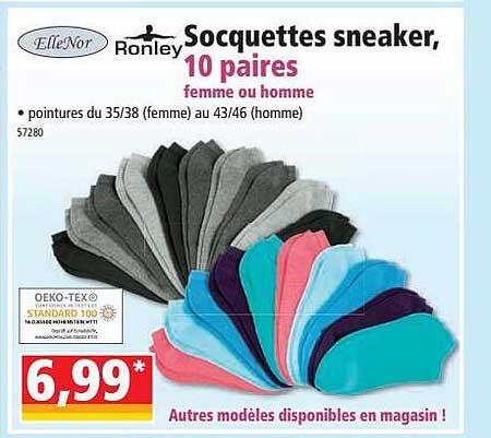 socquettes sneaker, 10 paires femme ou homme elleNor ronley