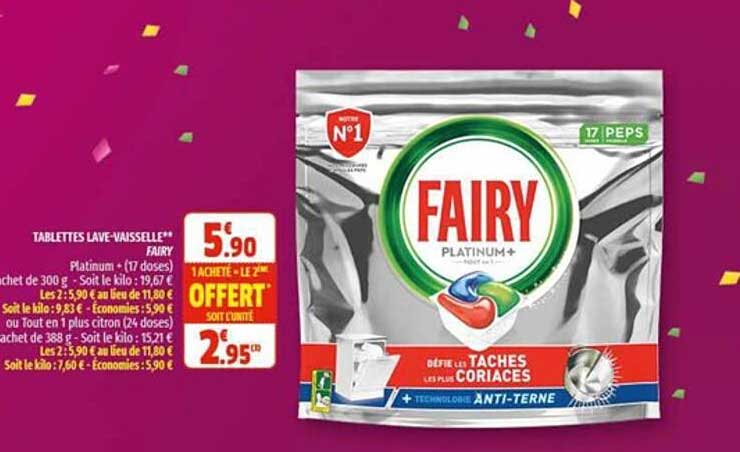 tablettes lave-vaisselle fairy