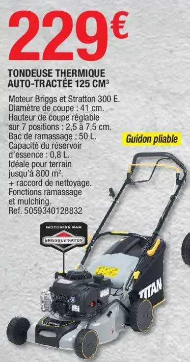 tondeuse thermique auto-tractée 125 cm²