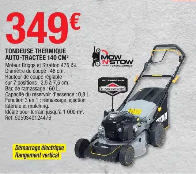 tondeuse thermique auto-tractée 140 cm² mown'stow