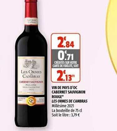 Vin De Pays D'oc Cabernet Sauvignon Rouge