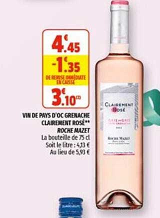 vin de pays d'oc grenache clairement rosé roche mazet