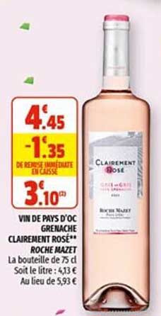 vin de pays d'oc grenache clairement rosé roche mazet