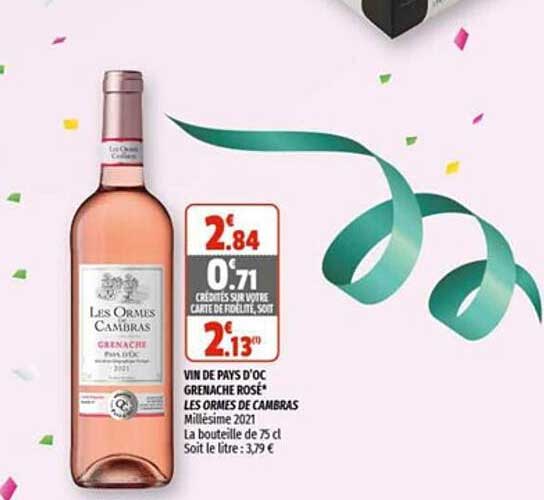 vin de pays d'oc grenache rosé les ormes de cambras