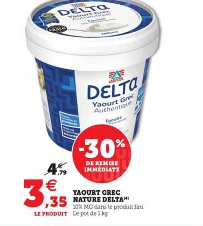 yaourt grec nature delta 30% de remise immédiate