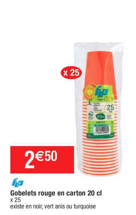 gobelets rouge en carton 20cl flo