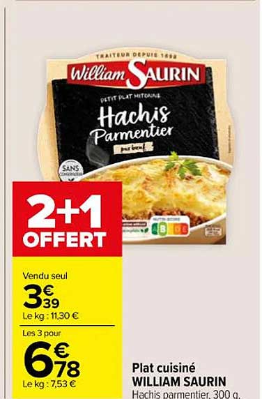 plat cuisiné william saurin