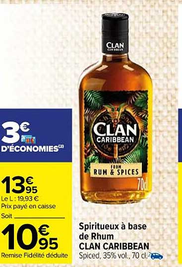 spiritueux à base de rhum clan caribbean