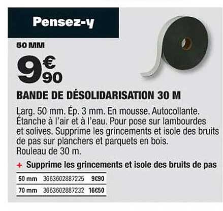 bande de désolidarisation 30m