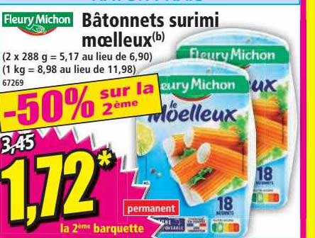 bâtonnets surimi moelleux fleury michon