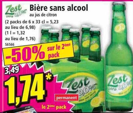 bière sans alcool au jus de citron zest zéro 0,0%