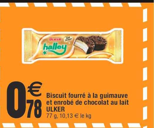 biscuits fourré à la guimauve et enrobé de chocolat au lait ulker