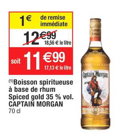 boisson spiritueuse à base de rhum spiced gold 35% vol. captain morgan