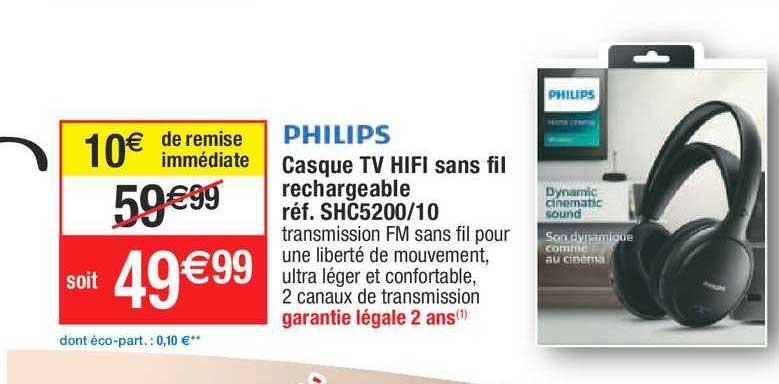 Casque Tv Hifi Sans Fil Rechargeable Philips