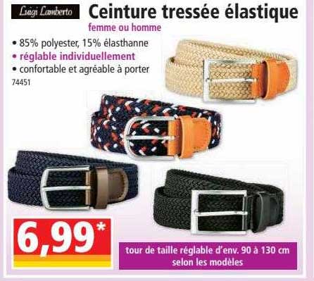 ceinture tressée élastique femme ou homme luigi lomberto