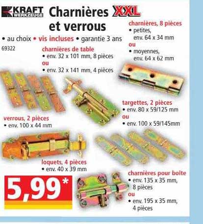 Charnières Xxl Et Verrous Kraft Werkzeuge