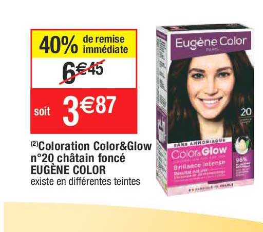 coloration color & glow n°20 châtain foncé eugène color