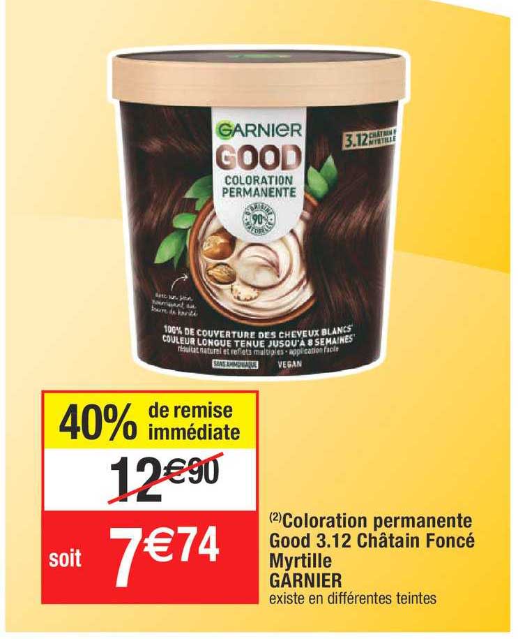 coloration permanente good 3.12 châtain foncé myrtille garnier