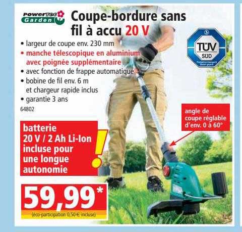 coupe-bordure sans fil à accu 20v powertec garden